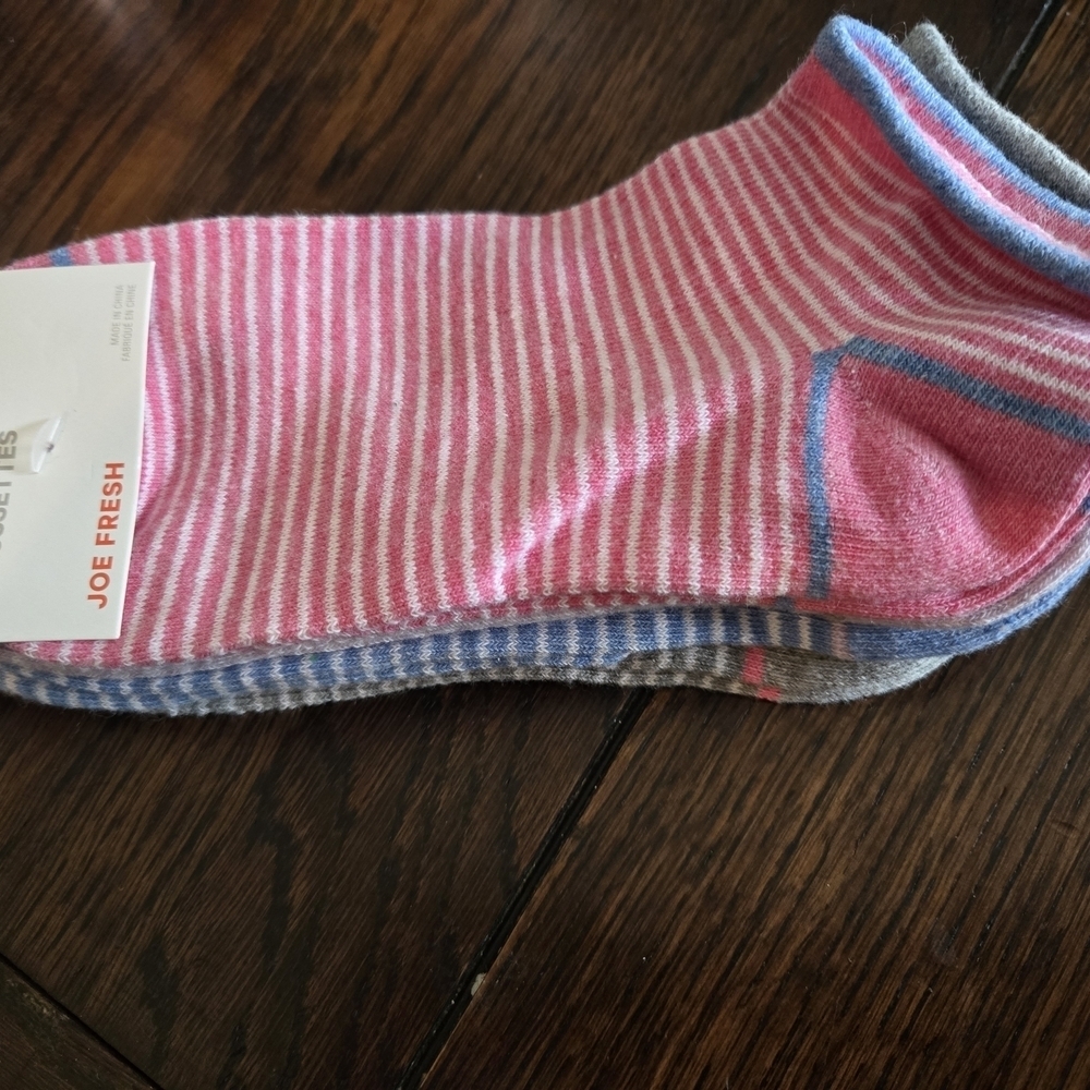 Joe Fresh Pink and Gray Casual Socks Striped Design